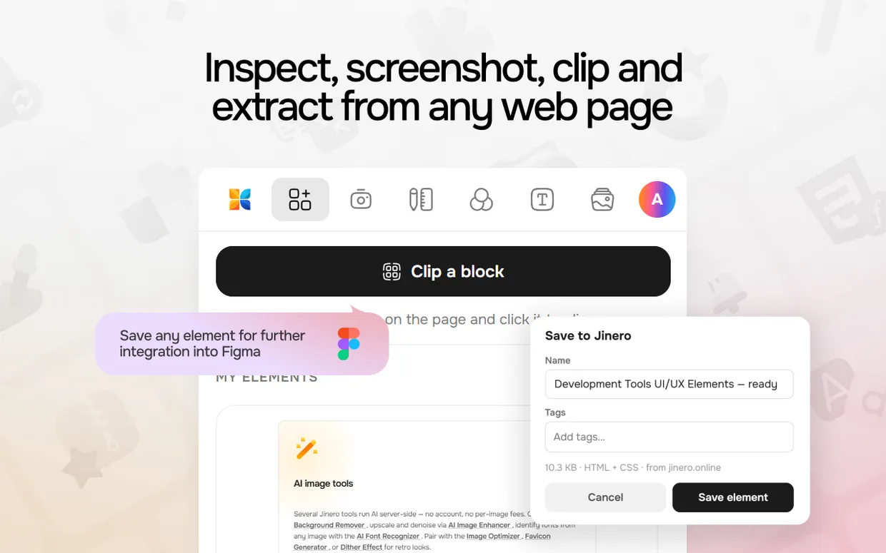 UI Elements land in Figma — plugin 1.1 & Chrome extension